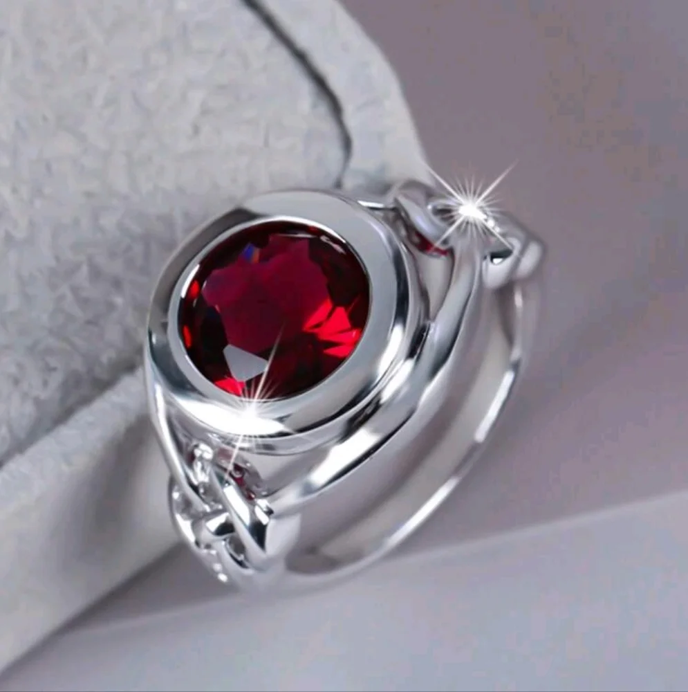 SALE ** BRAND NEW ** Elegant Silver Ring with Ruby Topaz Gemstone